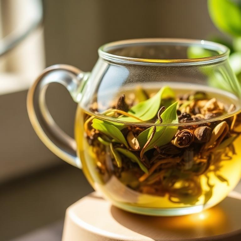 Tea steeping in a glass pot